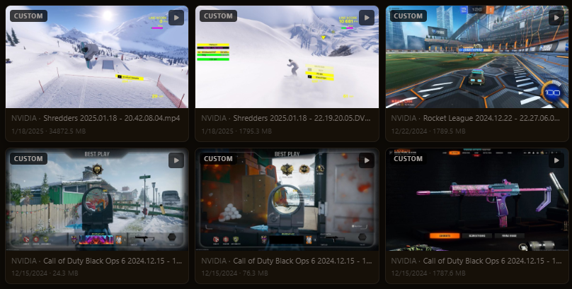 Media browser with game clips
